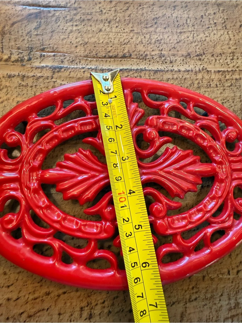 Vintage French Le Creuset Cerise Red Cast Iron Trivet